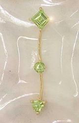 Peridot and 14K Gold Stick Dangle Pendantperidot 