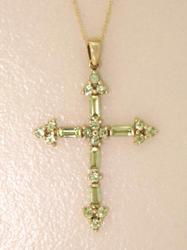 Emerald cut Peridot Gold Cross Pendantemerald 