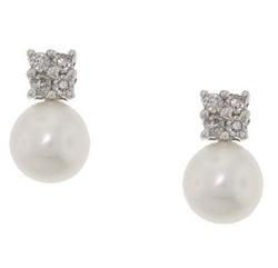 Pearl Diamond 14K White Gold Earringspearl 