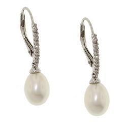 Freshwater Pearl and Diamond 14K White Gold Earringsfreshwater 