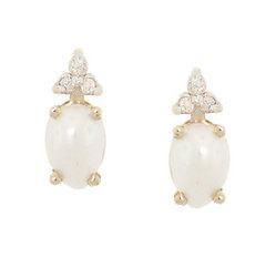 10K Gold Pearl and Diamond Stud Earringsgold 