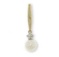 Cultured Saltwater Pearl Diamond Gold Dangle Pendantcultured 