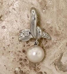 South Sea Pearl Diamond Drop Dangle Platinum Pendantsouth 