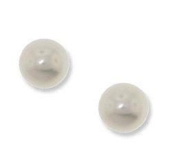 Saltwater Cultured White Pearl Gold Stud Earringssaltwater 