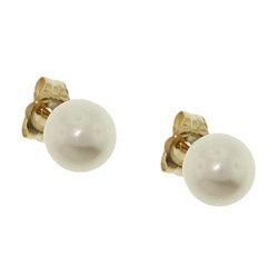 6.5mm Cultured Saltwater Akoya Pearl 14K Gold Stud Earringscultured 