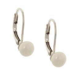Pearl and Sterling Silver  Leverback Hoop Earringspearl 