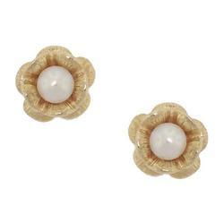 White Pearl Flower Gold Stud Earringswhite 