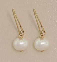 White Pearl Gold French Dangle Earringswhite 