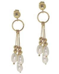 White Pearl 14K Gold Dangle Earringswhite 