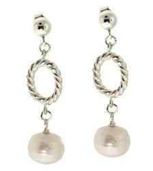 White Pearl Sterling Silver Stud Dangle Earringswhite 
