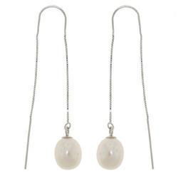 Pearl 14K White Gold Dangle Threader Earringspearl 