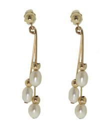White Pearl 14K Gold Dangle Earringswhite 