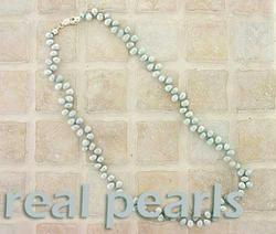 Sterling Silver Creamy Mint Pearl Necklace