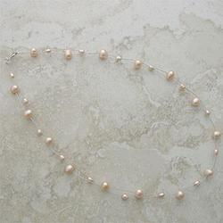 Sterling Silver Peach Pearl Necklace