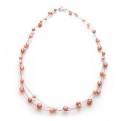 Sterling Silver Peach Pearl Necklace