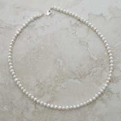 Sterling Silver 16' White Freshwater Pearl Necklace