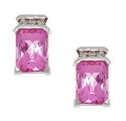 Emerald Cut Pink Sapphire Diamond Stud Earringsemerald 