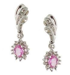 Pink Sapphire and Diamond White Gold Dangle Flower Earringspink 