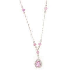 Pink Sapphire Diamond White Gold Necklace