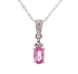 Oval Cut Pink Sapphire Diamond White Gold Dangle Pendant Necklaceoval 