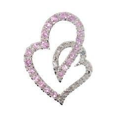 Pink Sapphire Diamond White Gold Heart Pendantpink 