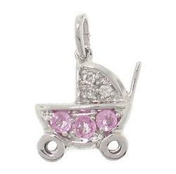 Pink Sapphire and Diamond 14K White Gold Buggy Pendantpink 