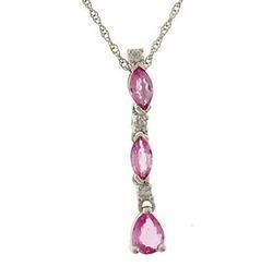 Marquise and Pear Pink Sapphire and Diamond White Gold Pendant Chainmarquise 