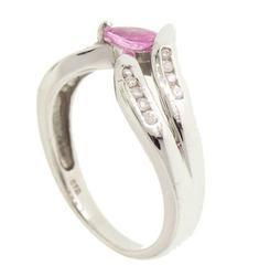 Pear cut Pink Sapphire Diamond 14K White Gold Ringpear 