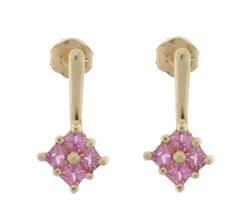 Pink Sapphire Gold Dangle Earringspink 