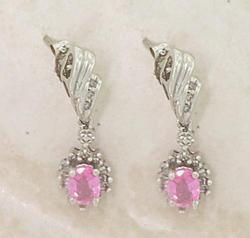 Pink Tourmaline and Diamond White Gold Dangle Flower Earringspink 
