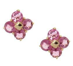 Pink Tourmaline and Gold Flower Cluster Earringspink 
