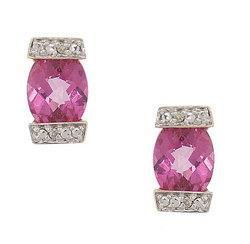 Oval Cut Pink Topaz Diamond 14K Gold Stud Earringsoval 