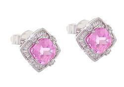 Pink Topaz and Diamond 14k White Gold Earringspink 