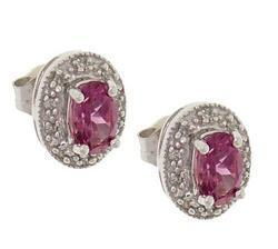 Pink Topaz and Diamond 14K White Gold Earringspink 