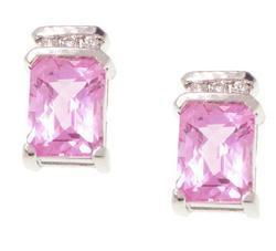 Pink Topaz and Diamond White Gold Earringspink 