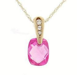 Fancy Cut Pink Topaz Diamond Gold Dangle Pendant Necklace