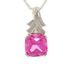 Pink Topaz Diamond White Gold Pendant Necklace
