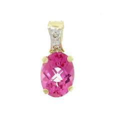 Pink Topaz and Diamond 14K Gold Pendantpink 