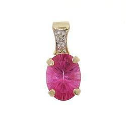 Pink Topaz and Diamond 14K Gold Pendantpink 