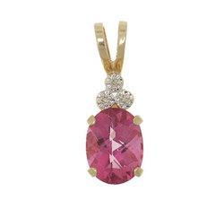 Pink Topaz and Diamond 14K Gold Pendantpink 