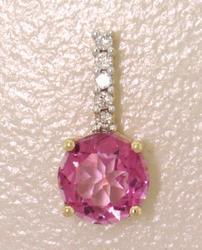 Pink Topaz and Diamond Gold Pendantpink 