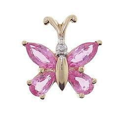 Marquise & Pear Cut Pink Topaz Diamond 14K Gold Butterfly Pendantmarquise 