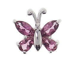 Marquise & Pear Cut Pink Topaz Diamond 14K White Gold Butterfly Pendantmarquise 