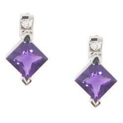 Fantastic Pair of Amethyst and Diamond White Gold Stud Earringsfantastic 