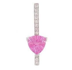 Trillion Pink Topaz Diamond 14k Gold Stick Pendanttrillion 