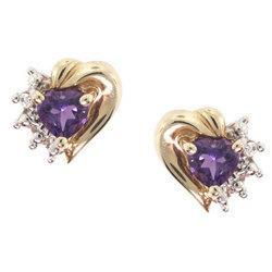 Heat Stud Earrings with Amethyst, Diamonds, and 10K Goldheat 