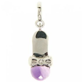 14KT White Gold Slipper Pendant Fancy Amethyst Diamondwhite 