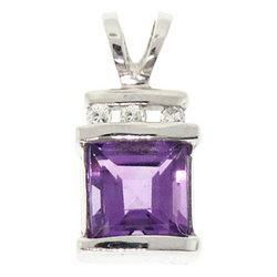 Amethyst and Diamond White Gold Pendantamethyst 