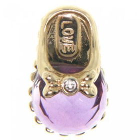 YGold Baby Shoe Pendant Amethyst & Diamond Says \"Love\"ygold 