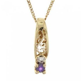 Gold Pendant & Cuban Link Necklace Amethyst Diamondgold 